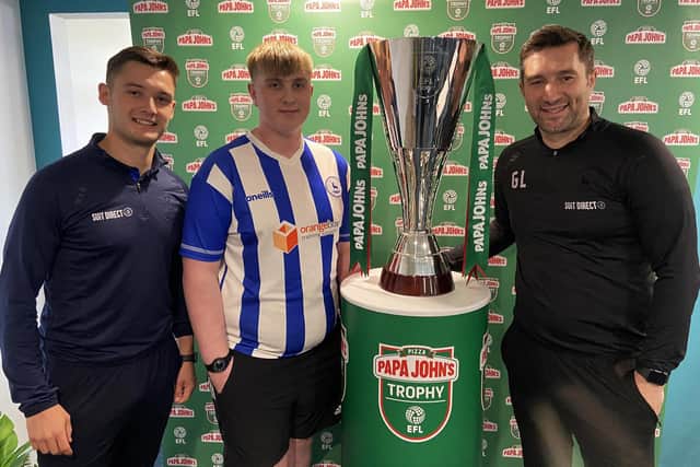Hartlepool United supporters had the opportunity to meet manager Graeme Lee and striker Luke Molyneux alongside the Papa John's Trophy at the Suit Direct Stadium. Picture by FRANK REID