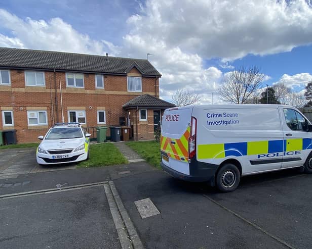 Police outside a property in Telford Close, Hartlepool, after a man suffered head injuries which are believed to have been caused by an air rifle. Picture by FRANK REID