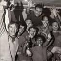 Celebration scenes in the Hartlepool United's changing room following the successful 1968 promotion campaign.