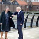 Boris Johnson visits Hartlepool to congratulate Jill Mortimer following her 2021 by-election victory .