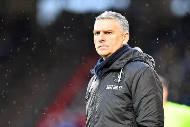 Hartlepool United have "parted ways" with manager John Askey following Saturday's 2-0 National League defeat at Oldham Athletic.