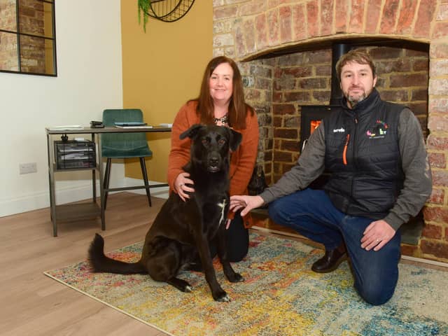 Darren Bates and his wife Pamela, with their dog Olive, set up a pet cremation service, Roxy's Rainbow, based in Greatham Street, Hartlepool.