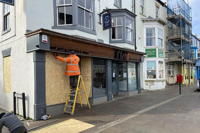 Closed shops and signs in Seaton Carew on Monday March 23.