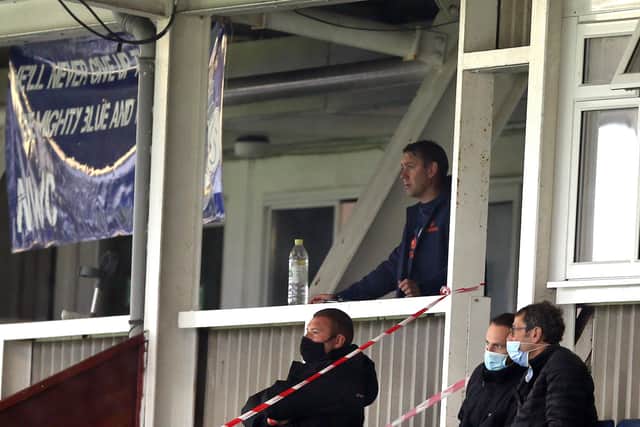 Hartlepool United manager Dave Challinor during the Vanarama National League match between Hartlepool United and Aldershot Town at Victoria Park, Hartlepool on Saturday 3rd October 2020. (Credit: Christopher Booth | MI News)
©MI NewsL