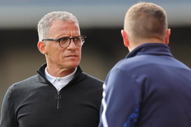 Keith Curle remained coy on Hartlepool United's team news ahead of the League Two fixture with Grimsby Town. (Credit: Dave Peters | Prime Media | MI News)