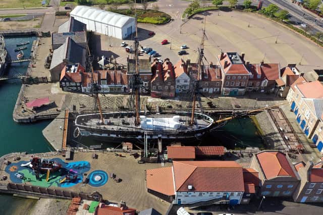 HMS Trincomalee as seen from the sky via a drone.