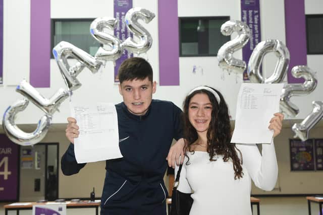 Manor Community Academy pupils Daniel Du Plessis and Errin Whitton celebrate their GCSE exam results.