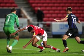 Bristol City's Tyreeq Bakinson reacts to a challenge from Middlesbrough's Paddy McNair.