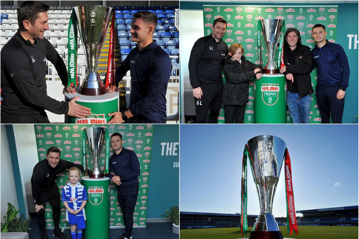 Hartlepool V Rotherham Hartlepool United fans pose for pictures with Papa John’s Trophy ahead ...