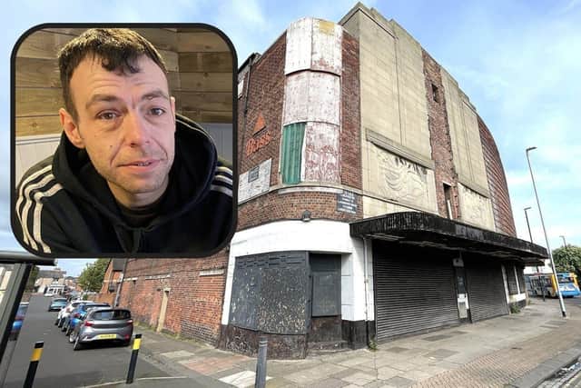 Keith Embleton (inset) admitted robbing a woman of her handbag and purse near the former Odeon cinema in Hartlepool.