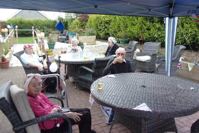 Lindisfarne Care Home residents enjoying their VE Day party.