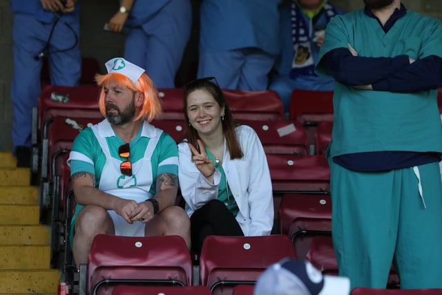 Pools supporters were only too happy to contribute to this year's end of season theme of doctors and nurses. (Credit: Mark Fletcher | MI News)