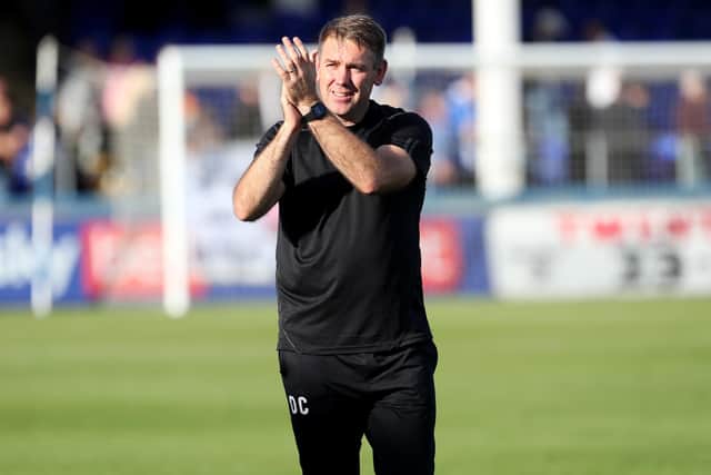 Hartlepool United boss Dave Challinor sets his side points tally as quickly as possible. (Credit: Mark Fletcher | MI News).