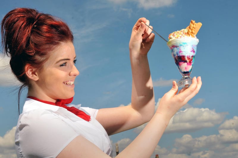 Enjoying an ice cream sundae on a sunny Bank Holiday weekend in 2013 was Reanne Robinson from the Lickety Split Creamery, Seaham.