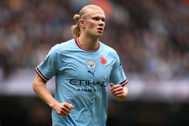 Manchester City superstar Erling Haaland was the subject of an approach from non-league side Ashton United. (Photo by Charlotte Tattersall/Getty Images)