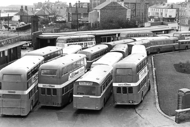 The bus station with Church Square and Church Street just beyond it in the 1970s.