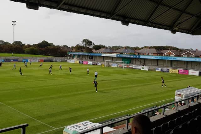 Hartlepool United in action against Blyth Spartans at Croft Park (photo: Dominic Scurr)