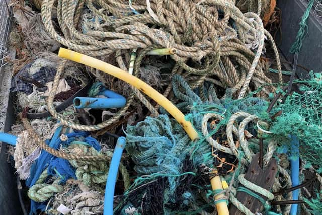 Ghost fishing gear collected at Seaton Carew in October 2023.