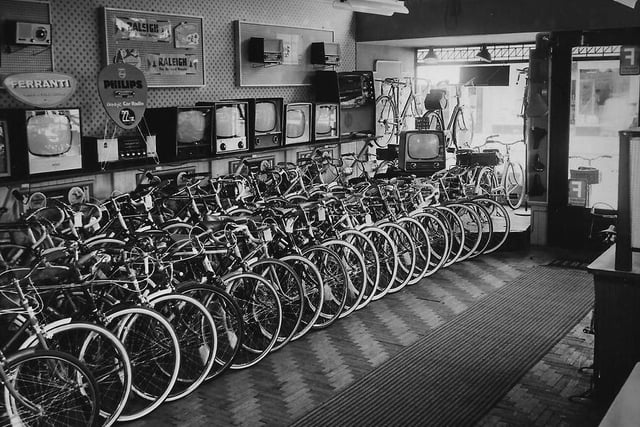 Inside Robert Robinson's York Road shop in the 1960s where televisions and radios were on sale as well as bikes. Photo: Hartlepool Library Service.