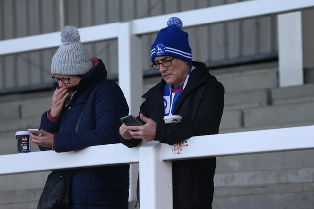 Pools supporters ahead of their League Two fixture with Sutton United. (Photo: Mark Fletcher | MI News)