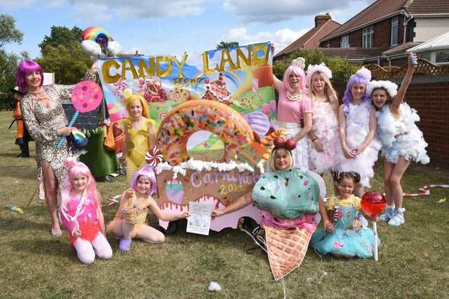 The Candy Land group bringing some fantastic colour to proceedings with their sweet outfits.