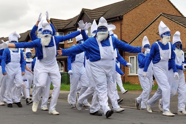 Super Smurfs arriving at Charlton for the final fixture of the 2011/2012 season.