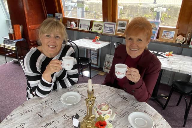 Sisters Margaret Laycock, left, and Chris Gallagher enjoy a cuppa at the Little Dunkirk Tea Rooms in Hartlepool. Picture by FRANK REID