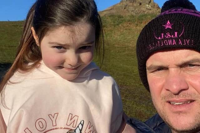 Paul O'Donovan and his daughter Lyla on a previous visit to Roseberry Topping.