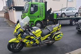A photo shared by @Durpol_Bikes on Twitter following the car's seizure by Cleveland and Durham Specialist Operations Unit.