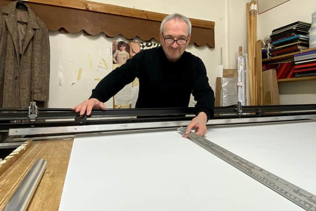 Stephen Close making a blind in the workshop at Just Blinds, York Road, Hartlepool as he celebrates 40 years in the business. Picture by FRANK REID
