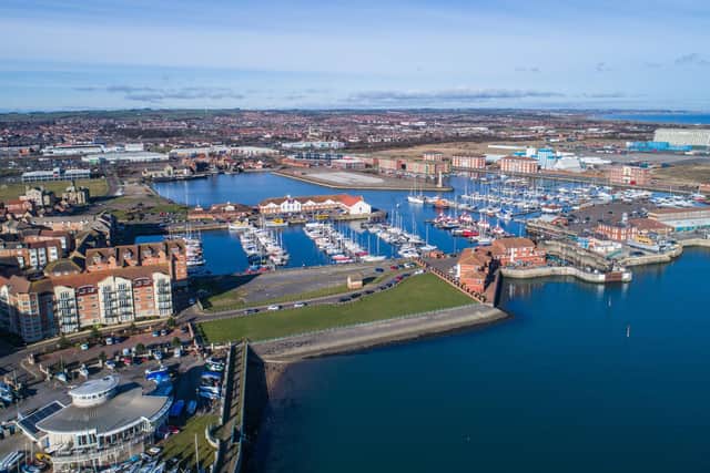 A view of Hartlepool marina from the air.