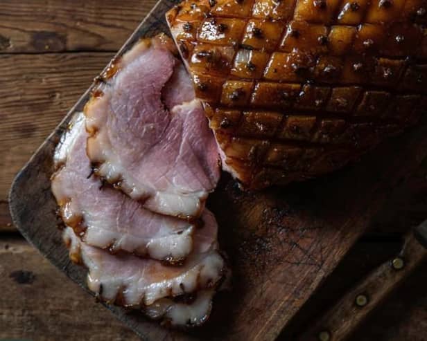 Dry-cured York-style ham.