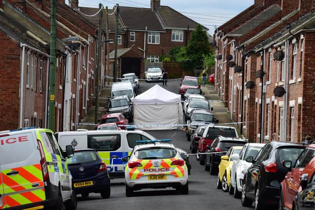 Police in Chester-le-Street after the death of Alan Stokoe, 26.