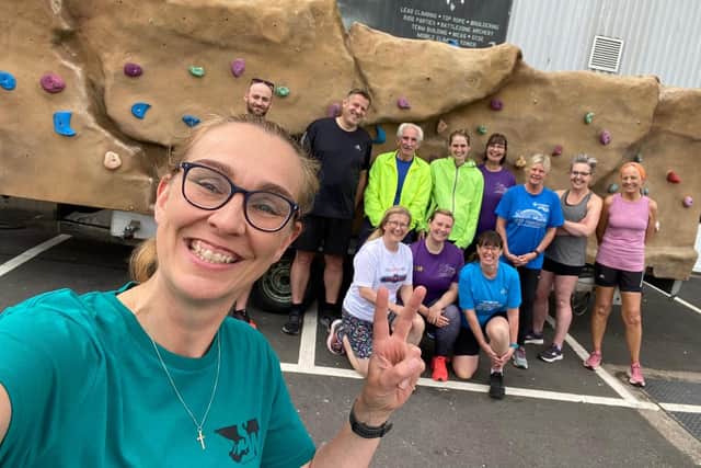 Kathryn with a group of runners from Sunderland who helped her with her 4x4x48 challenge to raise £5,000 for her friend Gemma Lee.