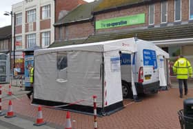 A mobile testing site set up in North Tyneside
