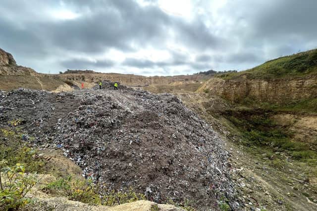 Mounds of household waste have been discovered at Hart Quarry.