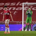 Middlesbrough players react after conceding against Rotherham.