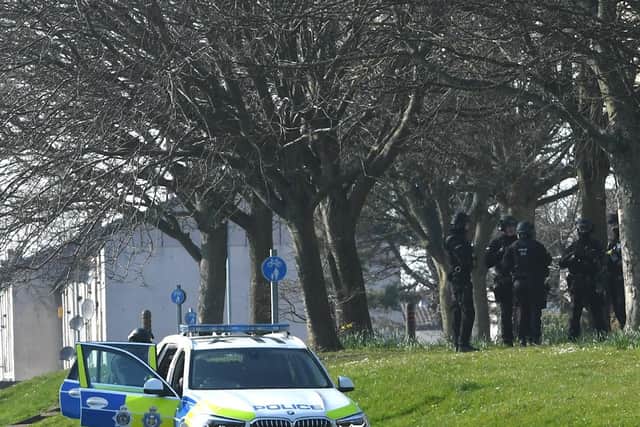 A picture of what appears to be armed police officers in Peterlee on Monday afternoon.