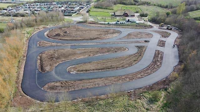 An aerial view of the cycling track, which is set to open at the weekend.