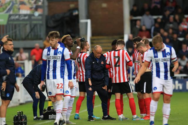 Mikael Ndjoli has yet to feature for Hartlepool United having picked up a hamstring issue following the pre-season friendly with Sunderland. Picture by Martin Swinney