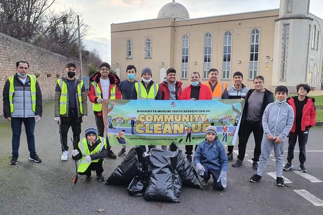 Members from the Ahmadiyya Muslim community at Nasir Mosque held their annual New Year litter pick.