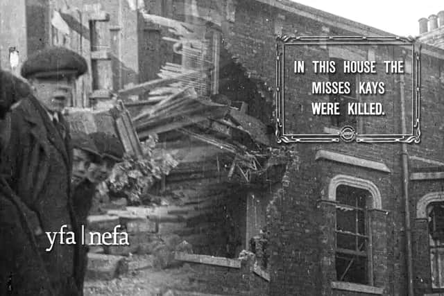 Local children take a look at the damage caused by the German bombardment in 1914. Photo: North East Film Archive.