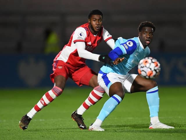 Former Derby County midfielder Osazee Aghatise joined Hartlepool United on a short-term deal. (Photo by David Price/Arsenal FC via Getty Images)