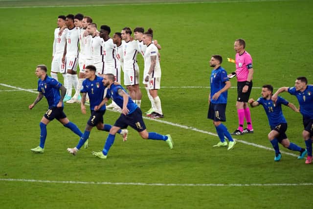 England lose Sunday night's penalty shoot-out with Italy.