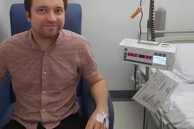 Rob in hospital just before starting chemotherapy in March 2017.