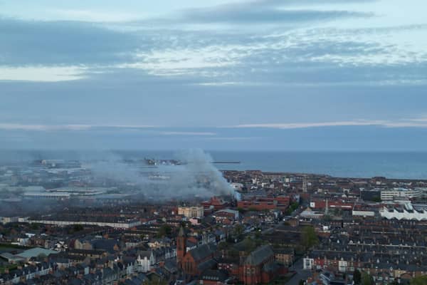 Aaron Jackson kindly sent us this drone photo of smoke rising over Hartlepool town centre following April 30's fire.