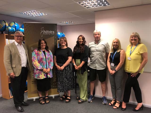 Andy Brown, left,  chief executive officer of Ad Astra Academy Trust, with teaching apprentices and and Stockton Teacher Training Partnership staff.