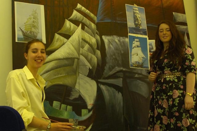 Faye Greason, left, and Francesca Tosson prepared this mural in 2009, to show the Tall Ships which were coming to Hartlepool.