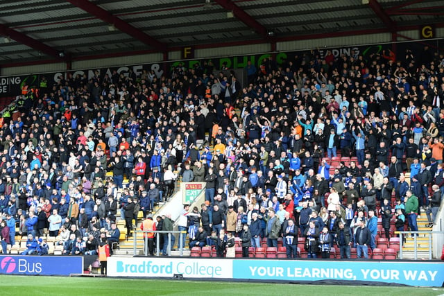 Pools fans showed their support for Hartlepool United at Valley Parade. (Photo: Scott Llewellyn | MI News)