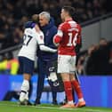 Jose Mourinho embraces Lucas Moura during Tottenham's match against Middlesbrough in the FA Cup.